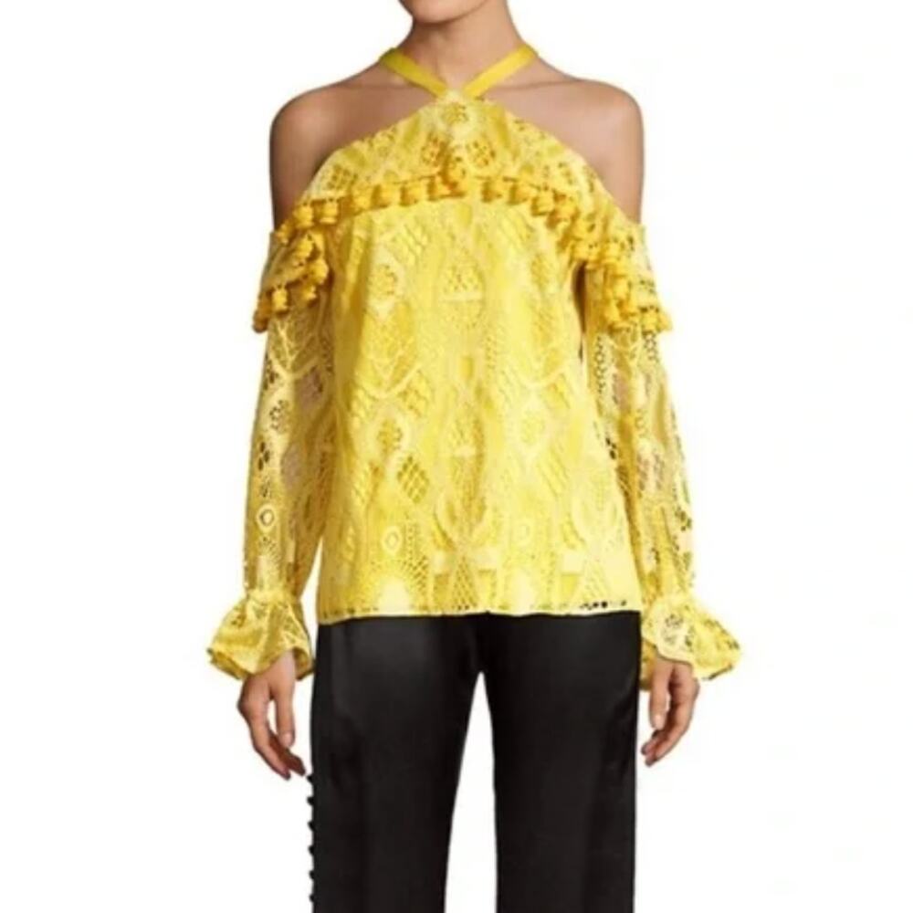 Alexis Off Shoulder Lace Top Adriana Yellow Off Shoulder Pom Pom Blouse Size XS